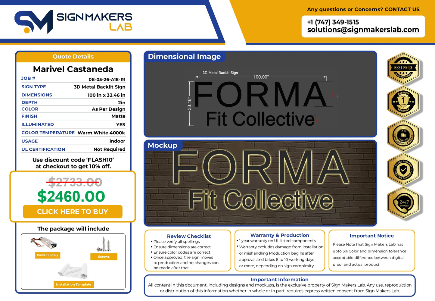3D Metal Back-lit Sign-Forma Fit Collective