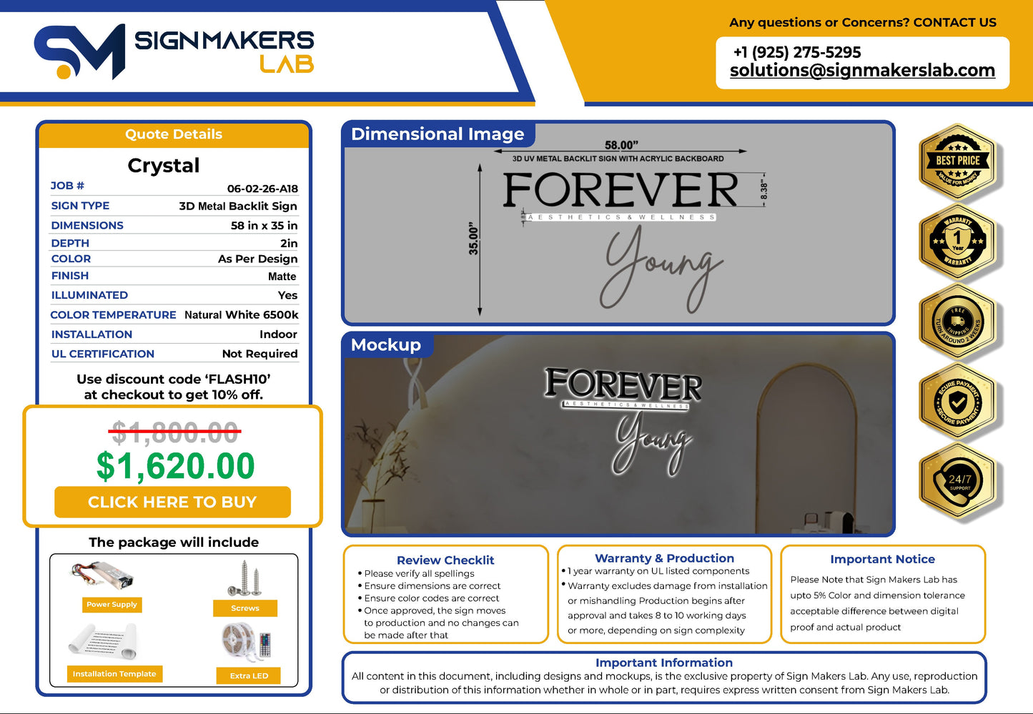 Forever Young Aesthetics & Wellness 3D Metal Back-Lit Signmakerslab