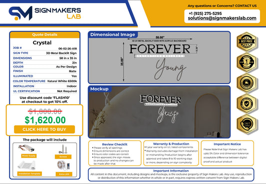 Forever Young Aesthetics & Wellness 3D Metal Back-Lit Signmakerslab