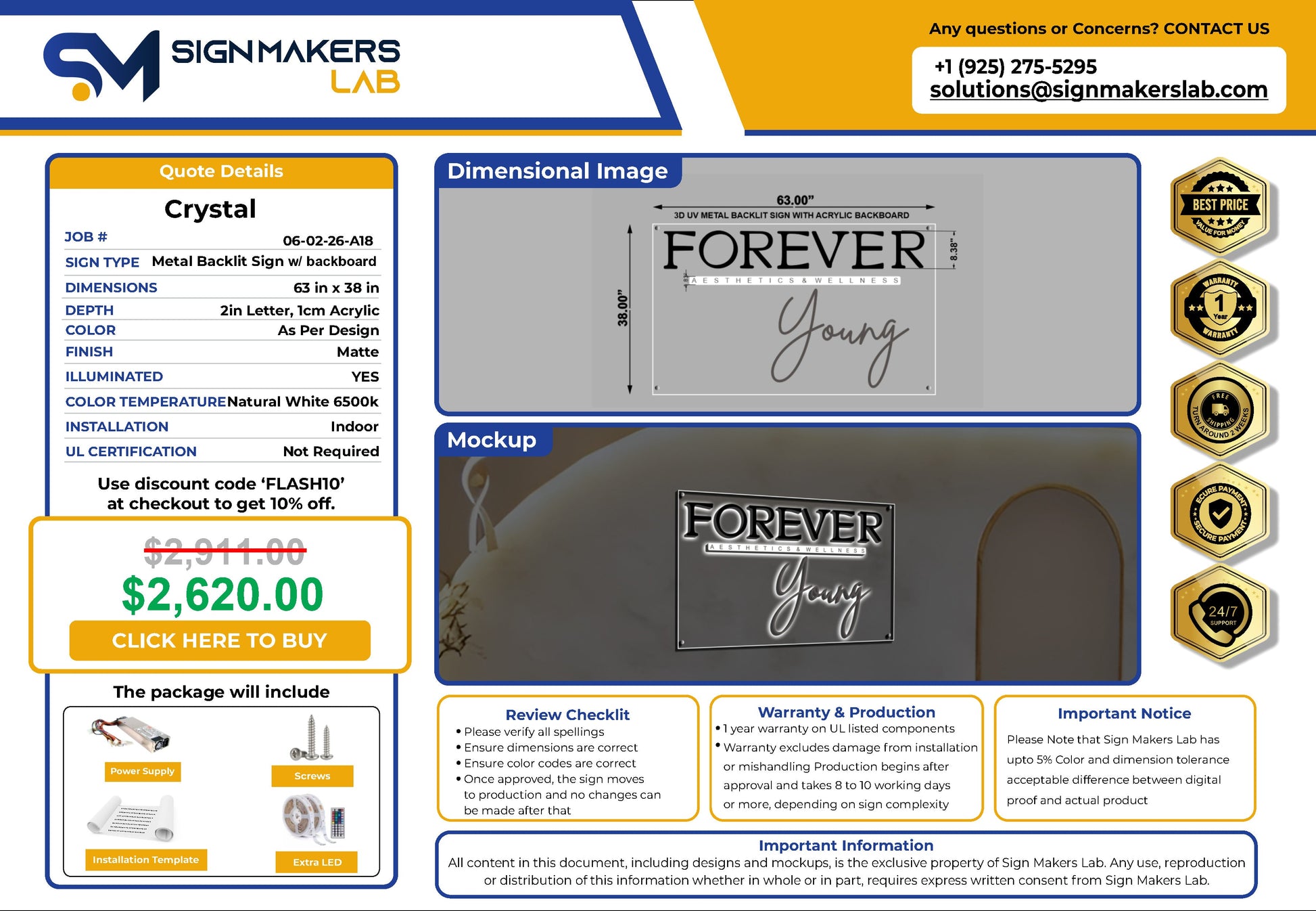 Forever Young Aesthetics & Wellness 3D Metal Back-Lit Signmakerslab