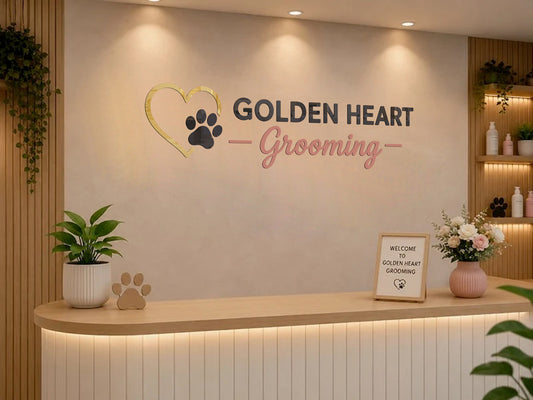 Golden Heart Grooming (Acrylic letter sign and Vinyl Sign)