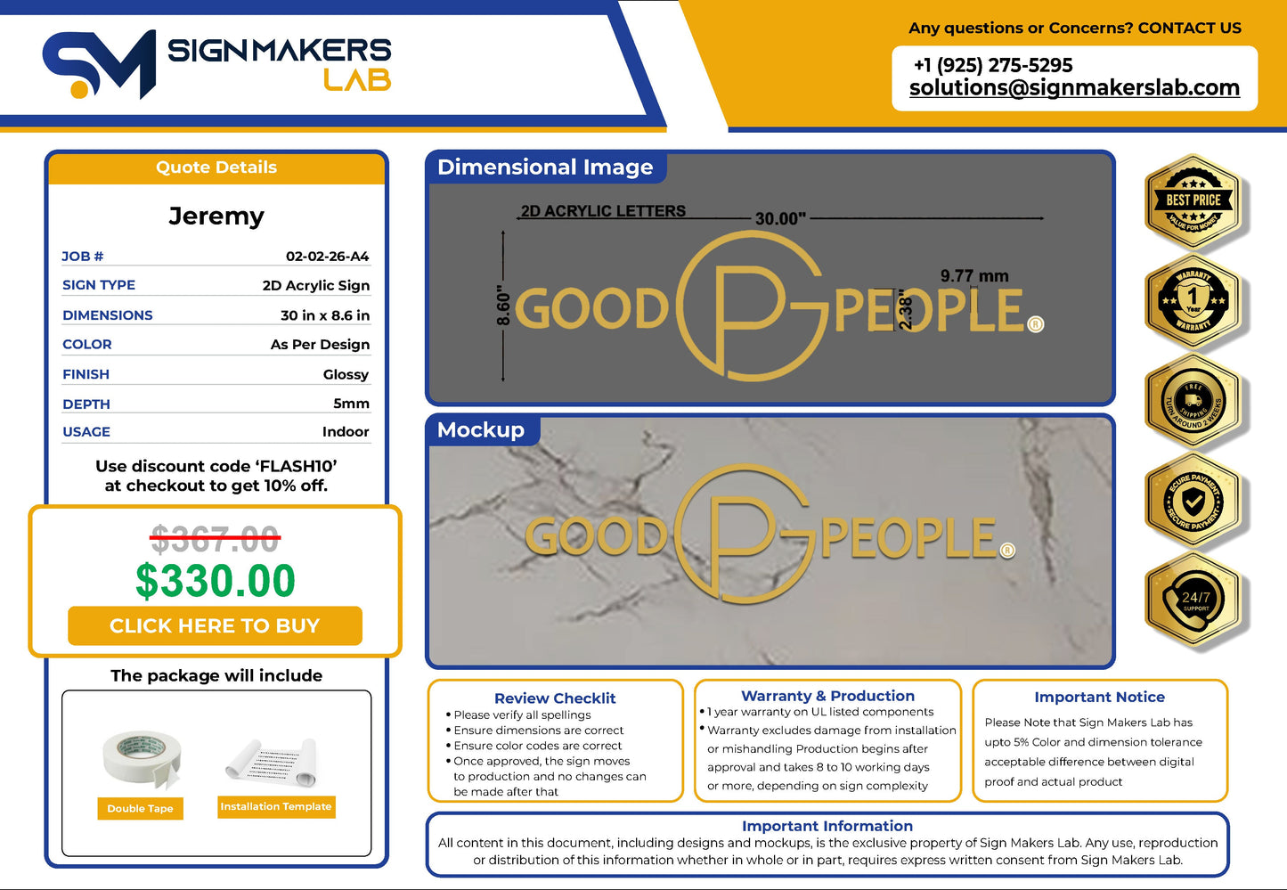 Good People Studio 2D Acrylic Letter Sign Signmakerslab