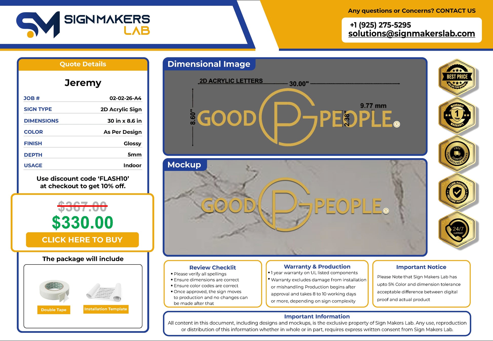 Good People Studio 2D Acrylic Letter Sign Signmakerslab