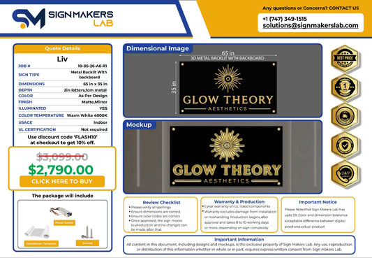 Glow Theory 3D Metal Backlit with Black Acrylic Backboard