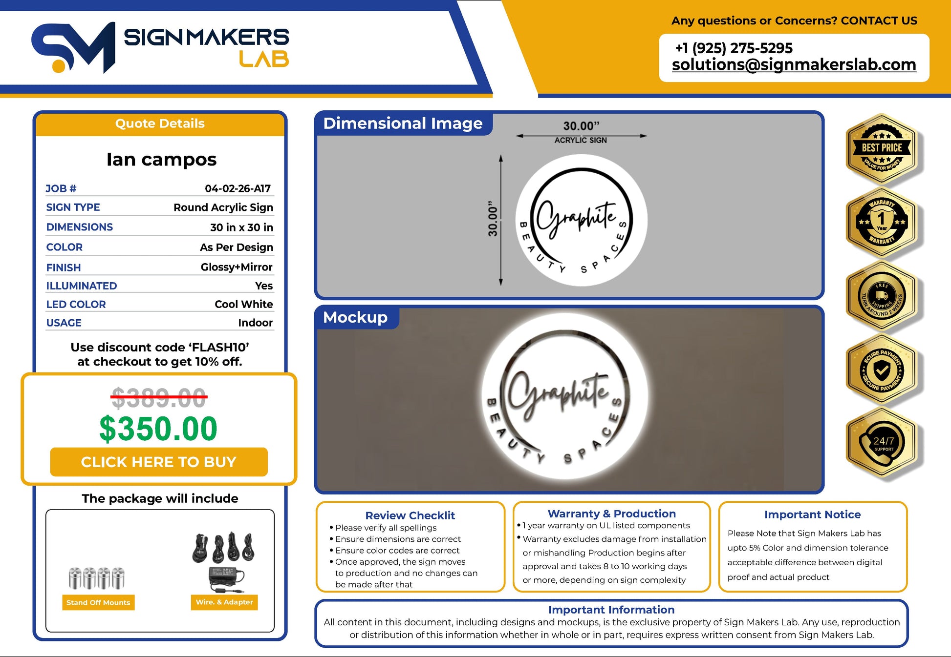 Graphite Beauty Spaces Round Acrylic Sign Signmakerslab