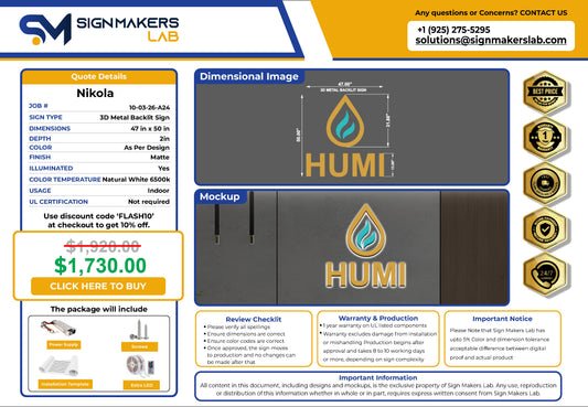 HUMi USA LLC 3D Metal Back-Lit