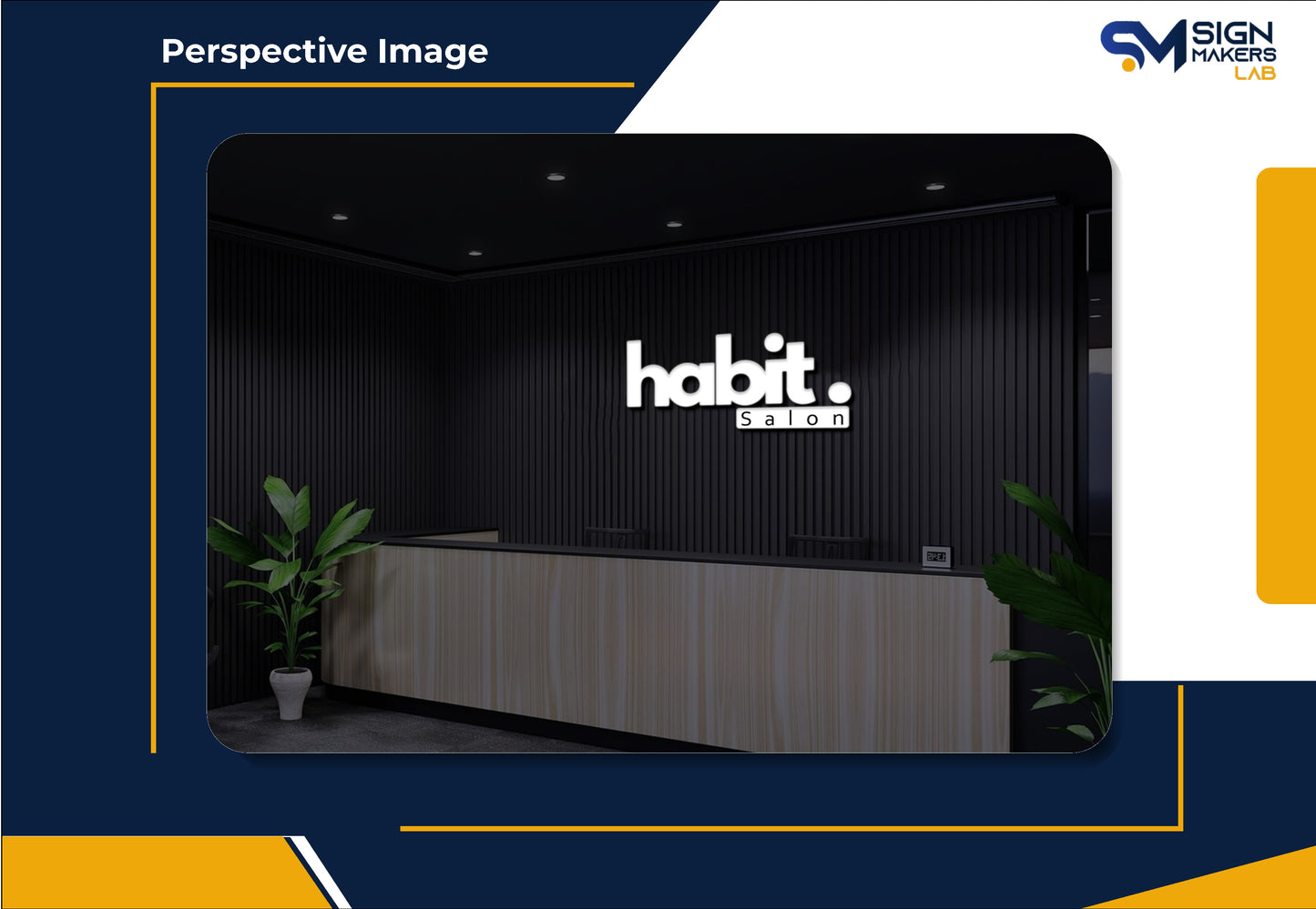Habit salon 3D Acrylic Front-Lit