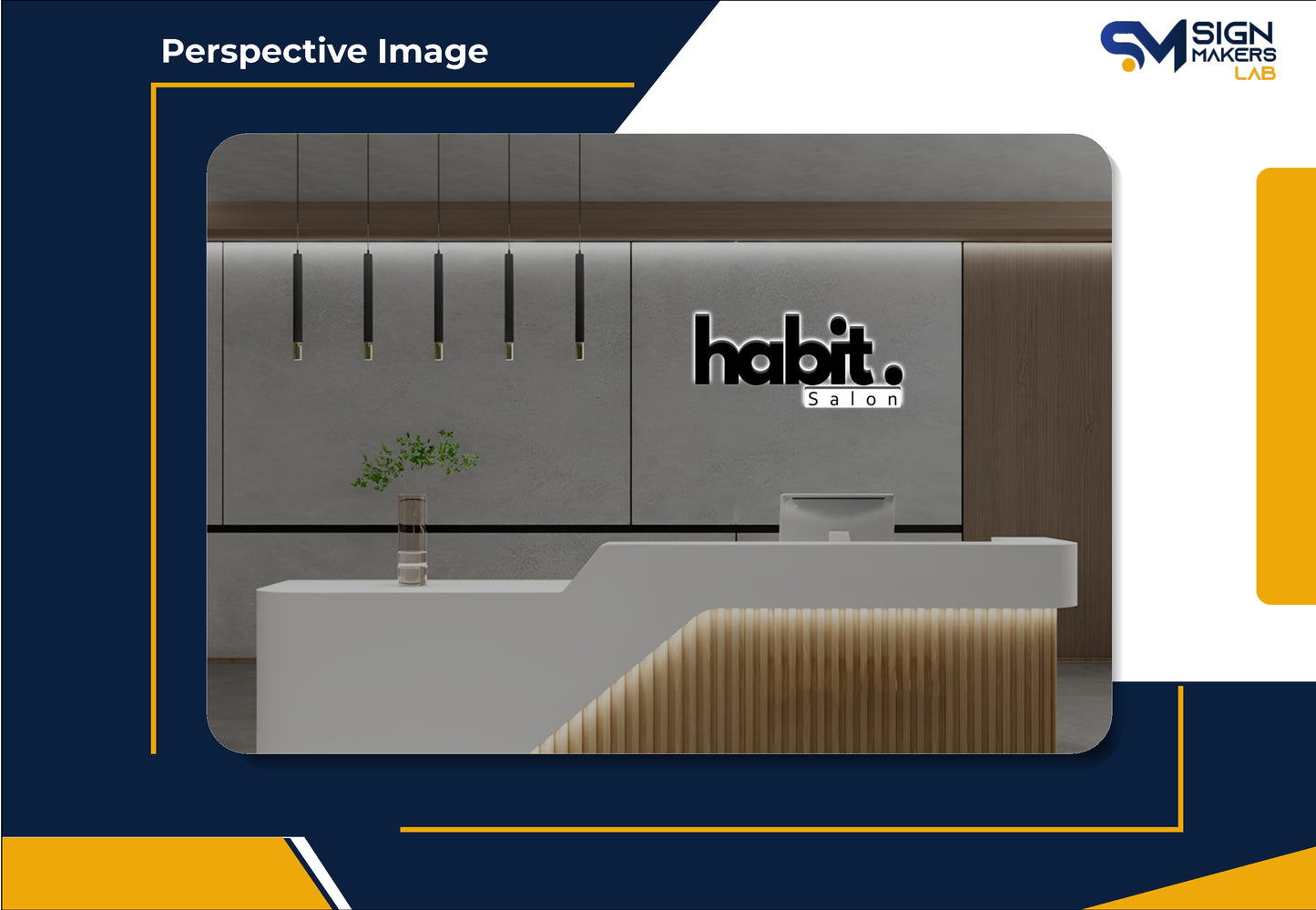 Habit salon 3D Metal Back-Lit