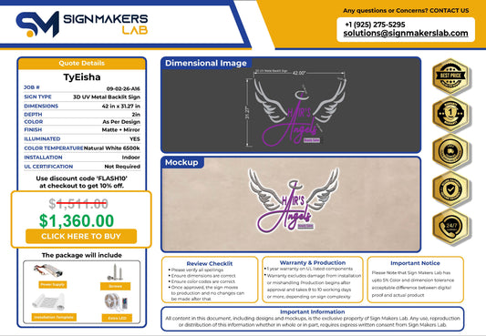 Hair’s Angels Beauty Salon 3D Metal Backlit Sign Signmakerslab