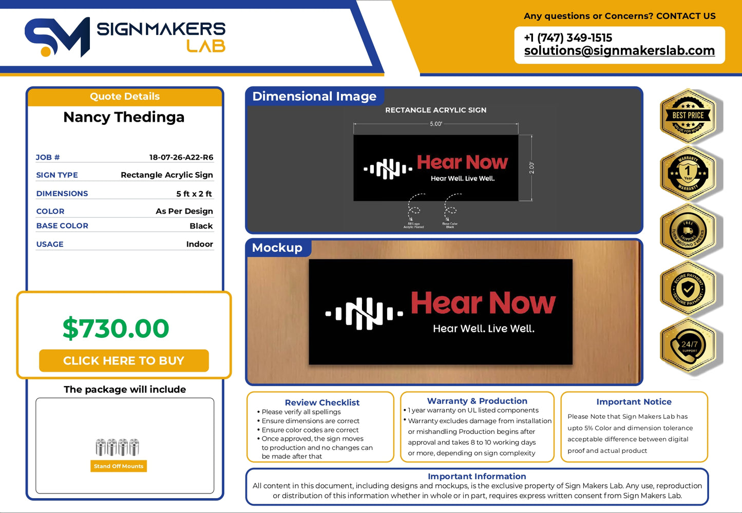Rectangle Acrylic Sign-Hear Now