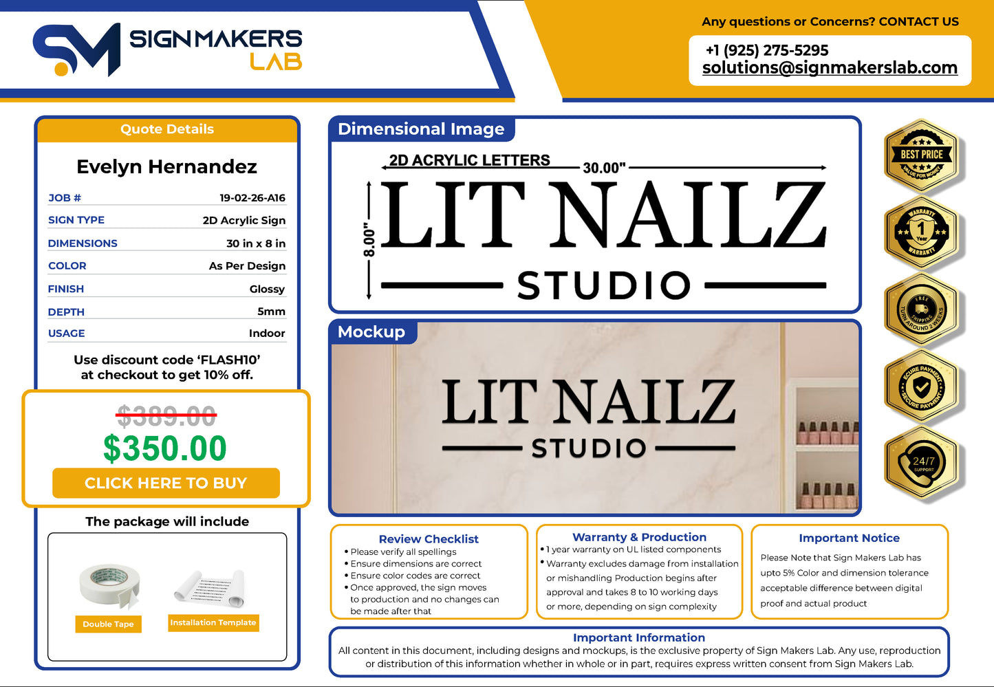 Lit Nails Studio 2D Acrylic Letter Sign