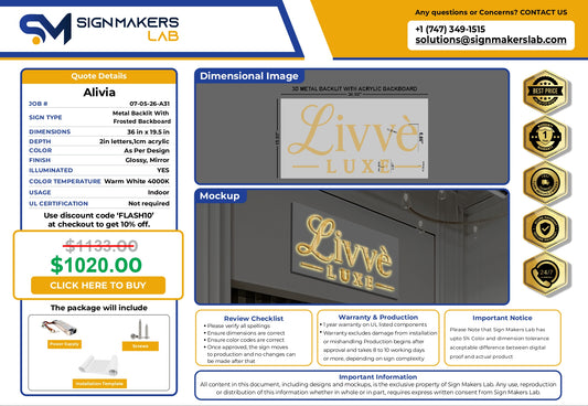 3D Metal Back-lit Sign-Livvè Luxe