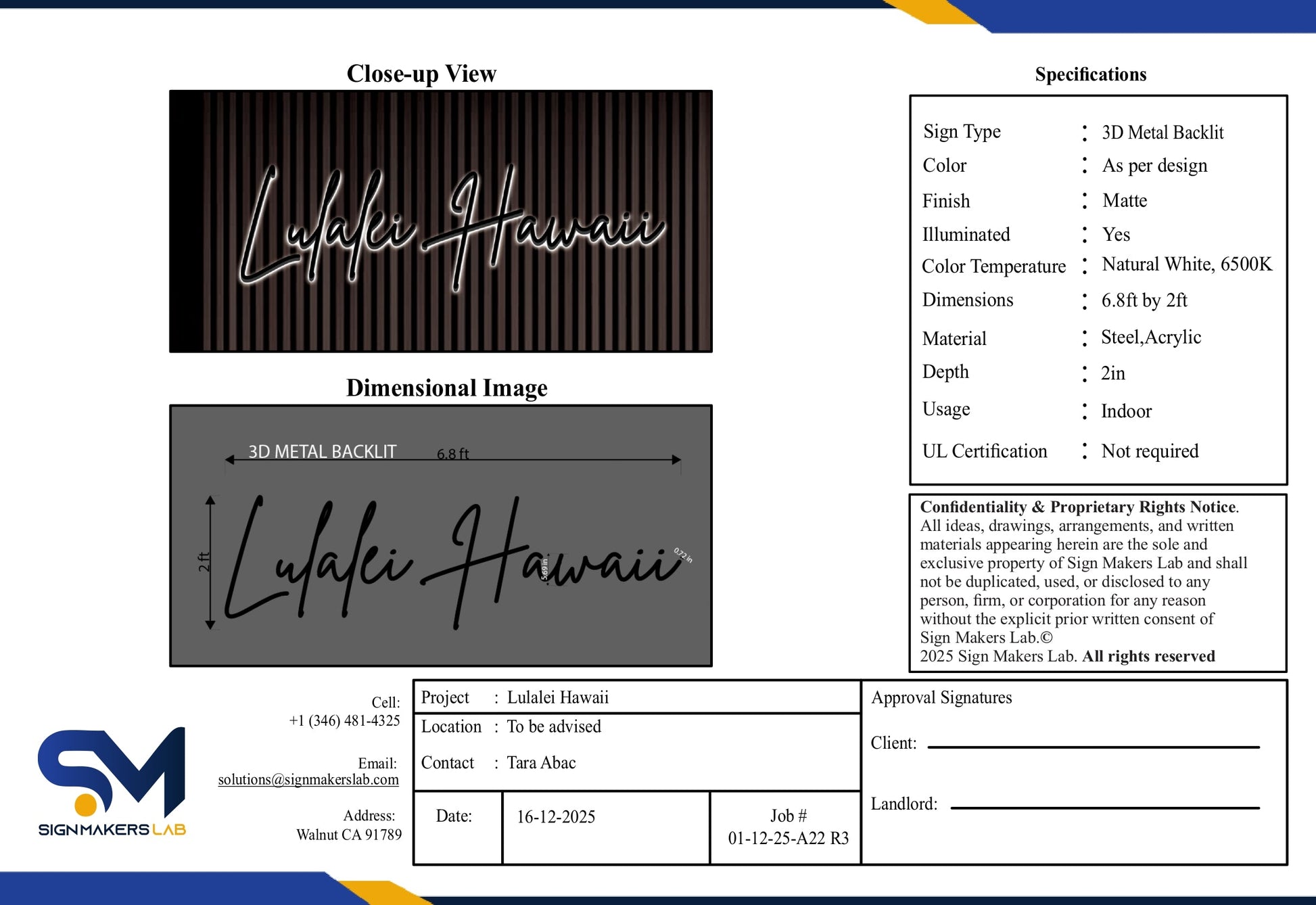 Lulalei Huawei 3D Metal Backlit Sign Signmakerslab