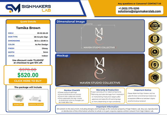 Maven Hair Studio LLC 2D Acrylic Letter Sign Signmakerslab