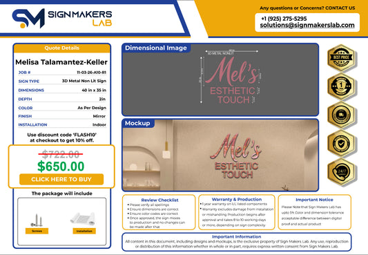 Mel’s Esthetic Touch 3D Metal Non-Lit