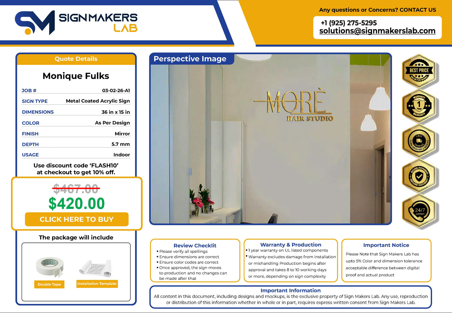 MORÈ HAIR STUDIO 2D Acrylic Letter Sign Signmakerslab