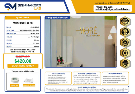 MORÈ HAIR STUDIO 2D Acrylic Letter Sign Signmakerslab