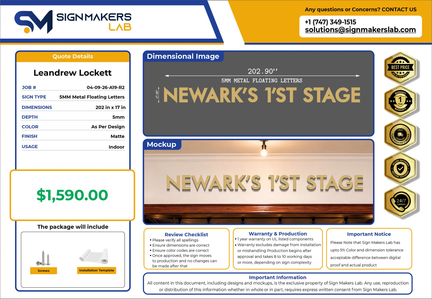 Newark's 1'st Stage Metal Floating Sign