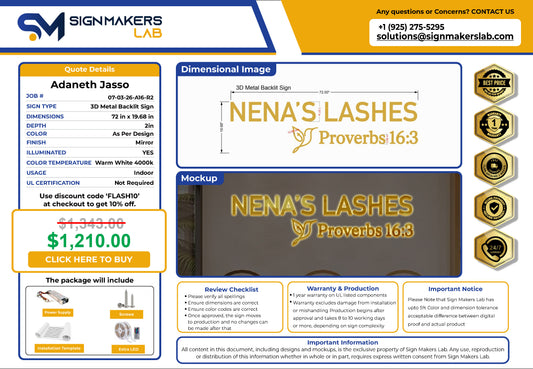 Nena’s Lashes 3D Metal Back-Lit