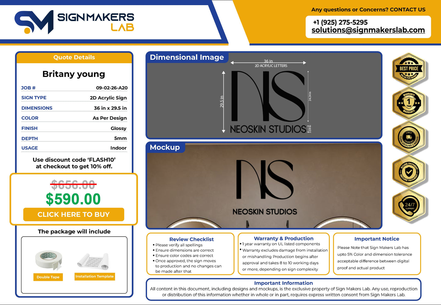 NeoSkin Studios 2D Acrylic Letter Sign Signmakerslab