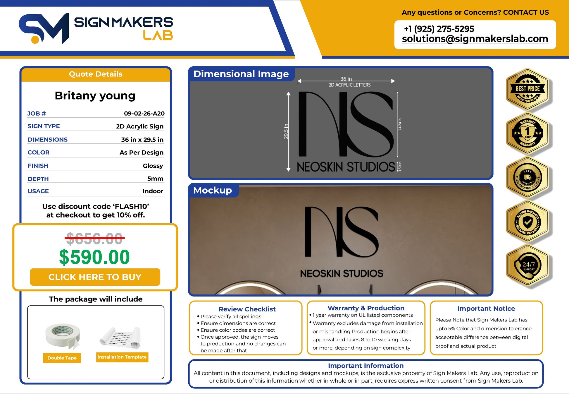 NeoSkin Studios 2D Acrylic Letter Sign Signmakerslab