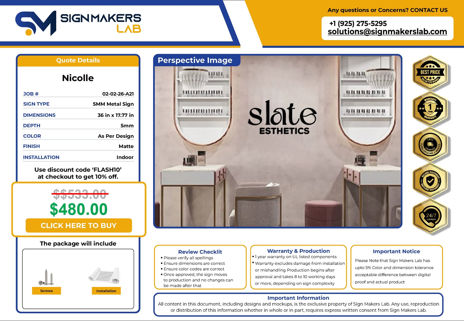 Slate Esthetics 5mm Metal Floating Letters (2D) Signmakerslab