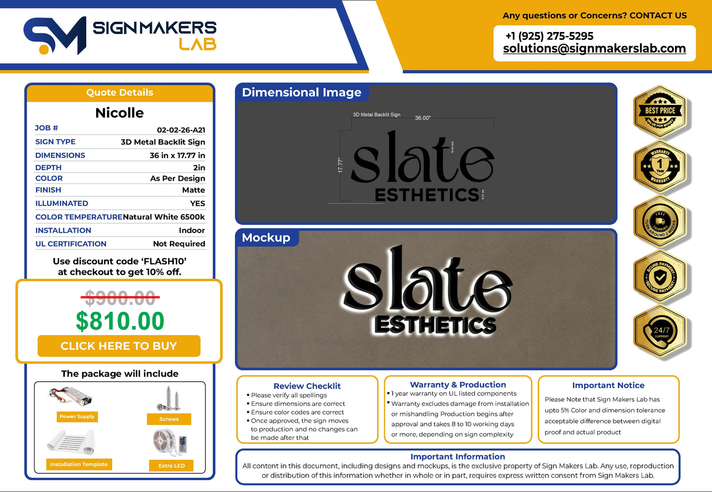 Slate Esthetics 3D Metal Back-Lit Signmakerslab