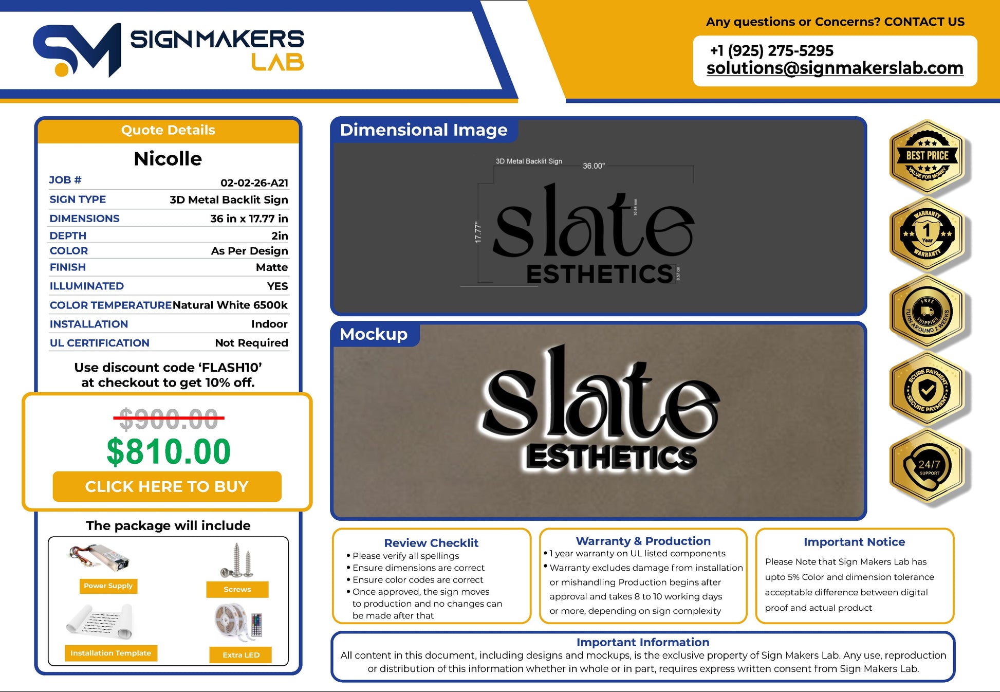 Slate Esthetics 3D Metal Back-Lit Signmakerslab