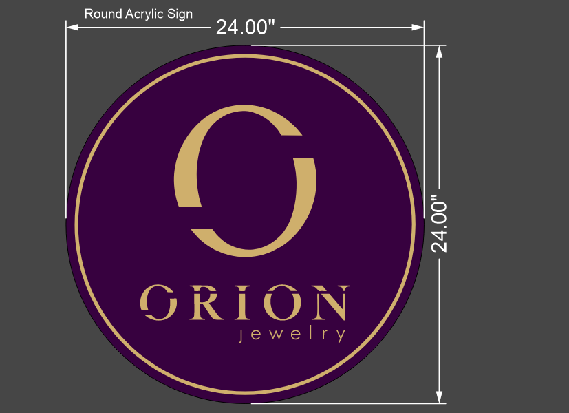 Orion Jewelry Studio Round Acrylic Sign