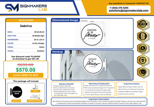 Pedal & Power Fitness 2D Blade Sign Signmakerslab