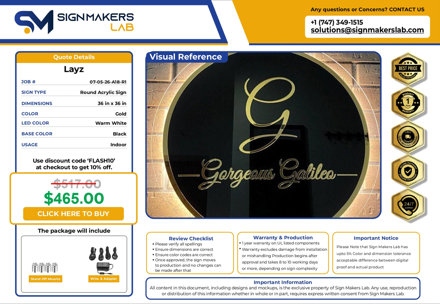 Round Acrylic Sign-Prestige Nail Lounge LLC