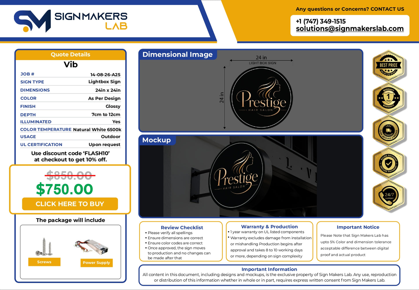 3D Light Box Sign-Prestige hair salon.