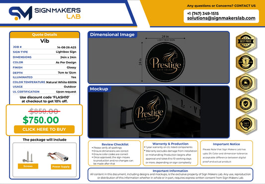 3D Light Box Sign-Prestige hair salon.