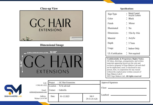 GC Hair Extensions Acrylic Sign Signmakerslab