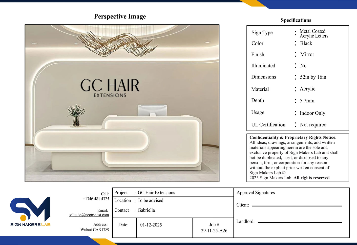 GC Hair Extensions Acrylic Sign Signmakerslab