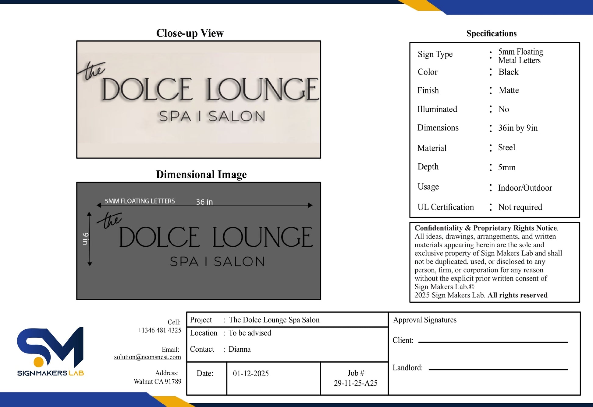 The Dolce Lounge 5mm Metal Sign Signmakerslab