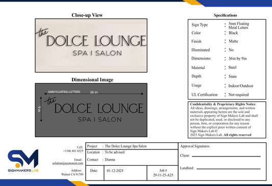 The Dolce Lounge 5mm Metal Sign Signmakerslab