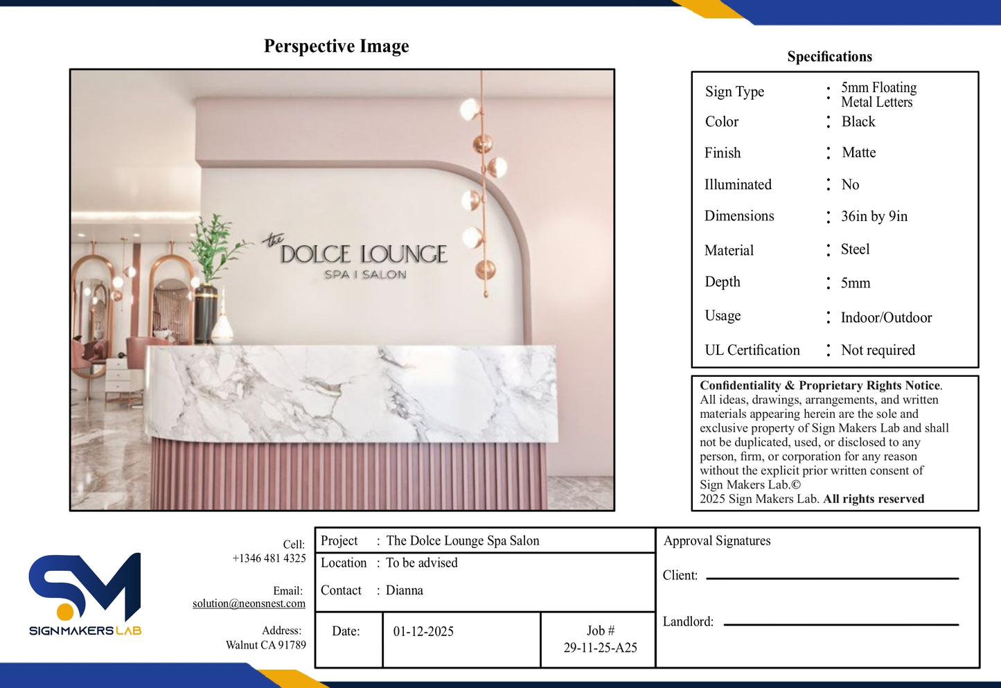 The Dolce Lounge 5mm Metal Sign Signmakerslab