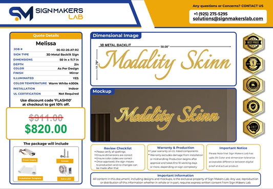 Modality Skinn Backlit Sign