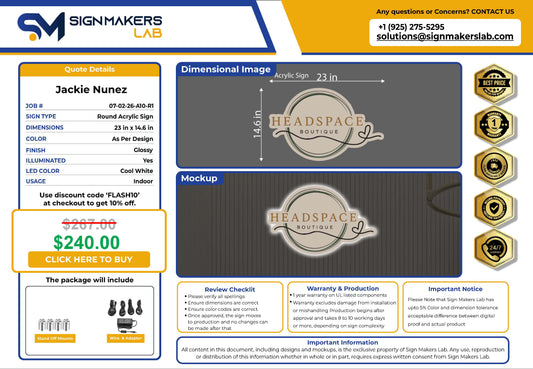Headspace Boutique Round Acrylic Sign Signmakerslab