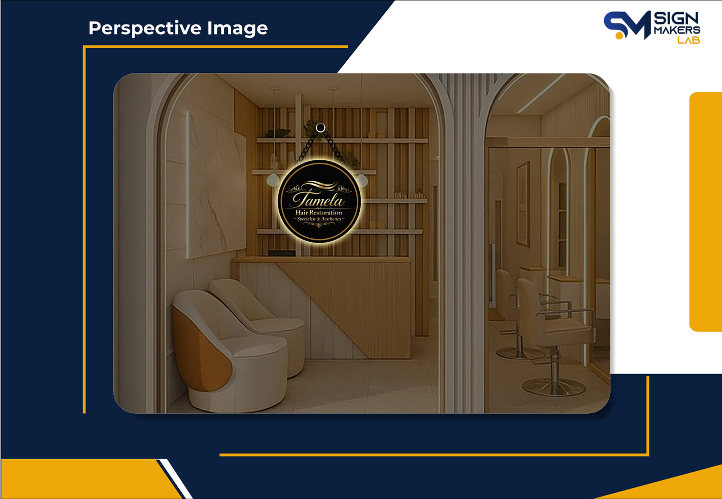 Tamela Hair Restoration Specialist and Aesthetics Round Acrylic Sign