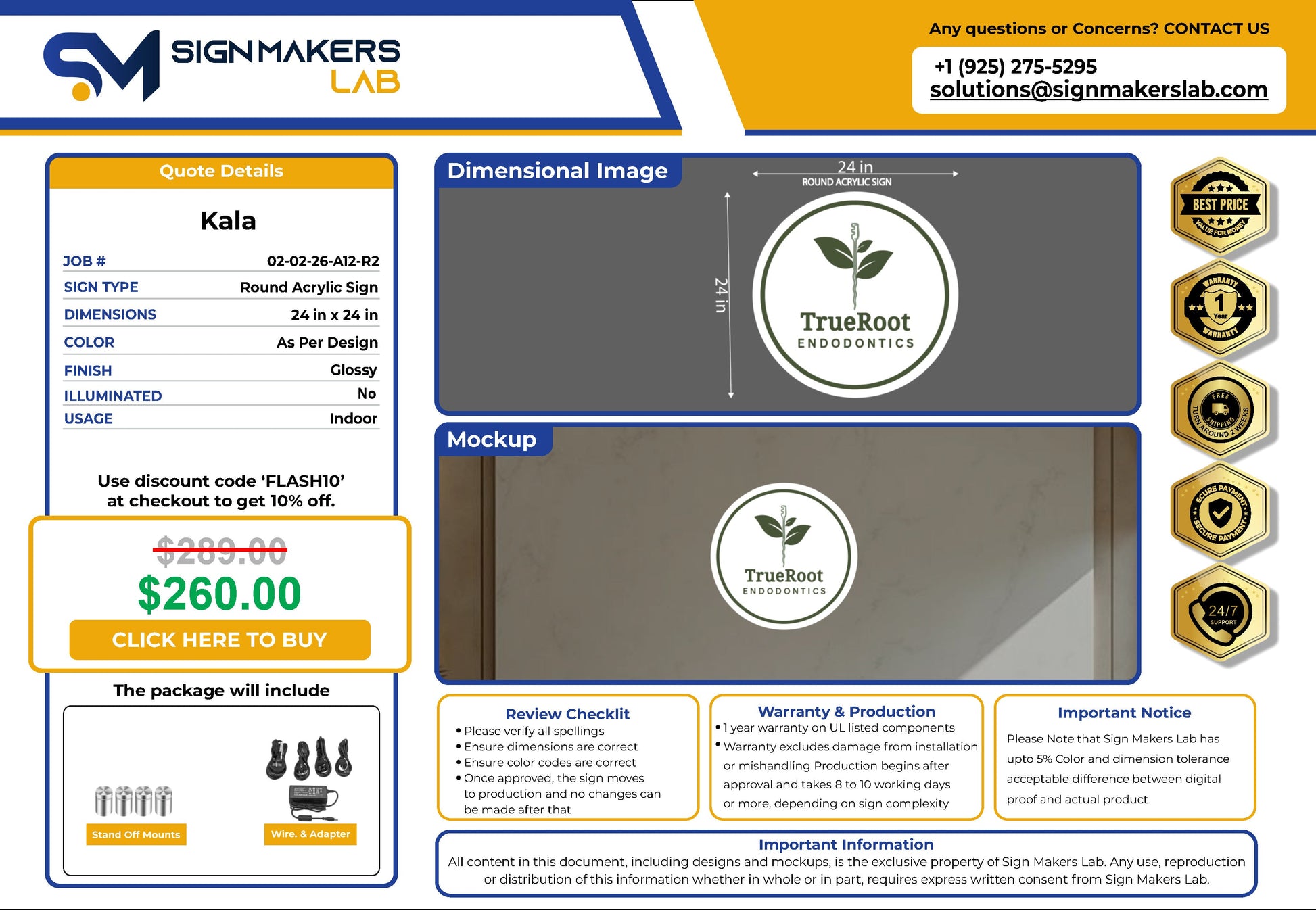 TrueRoot Endodontics  Round Acrylic Sign Signmakerslab
