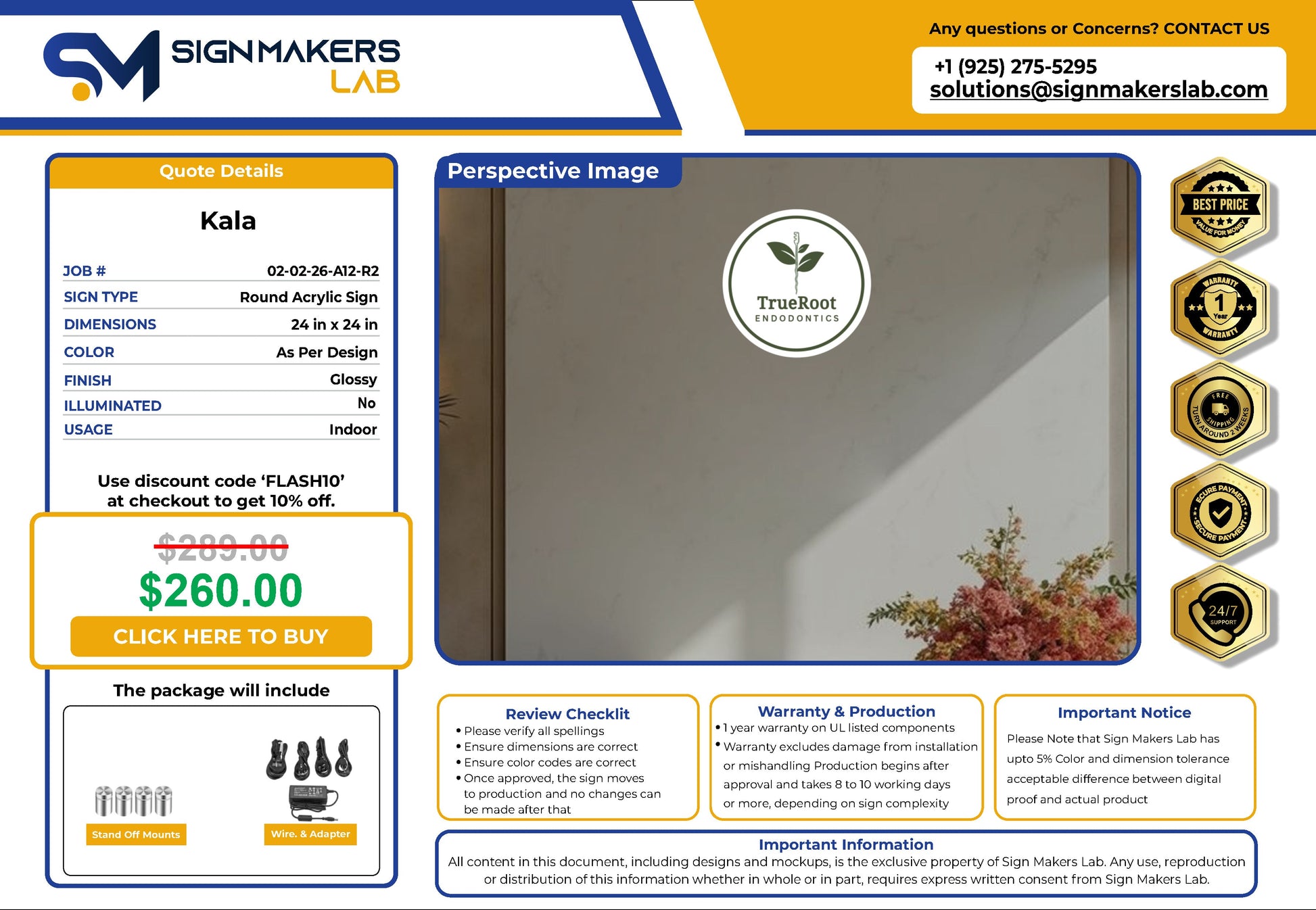 TrueRoot Endodontics  Round Acrylic Sign Signmakerslab