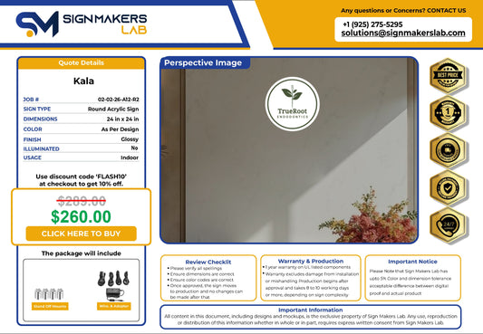 TrueRoot Endodontics  Round Acrylic Sign Signmakerslab