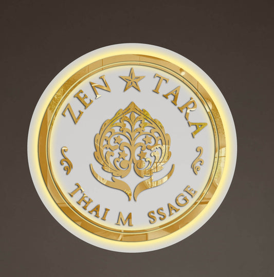 Zen Tara Thai Massage Round Acrylic Sign