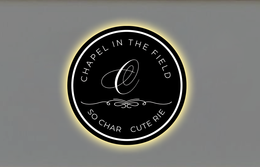Chapel in the field round acrylic sign v_2