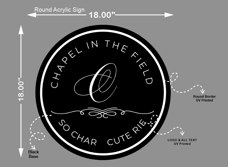 Chapel in the field round acrylic sign v_2