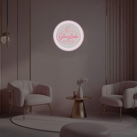 Glowy Babe Aesthetics Round Acrylic Sign