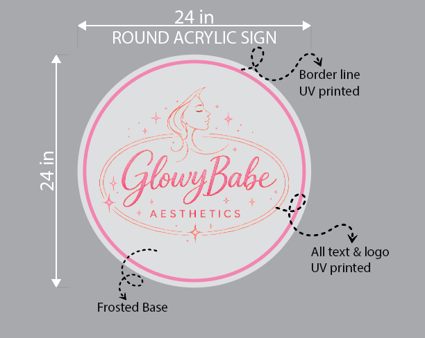 Glowy Babe Aesthetics Round Acrylic Sign