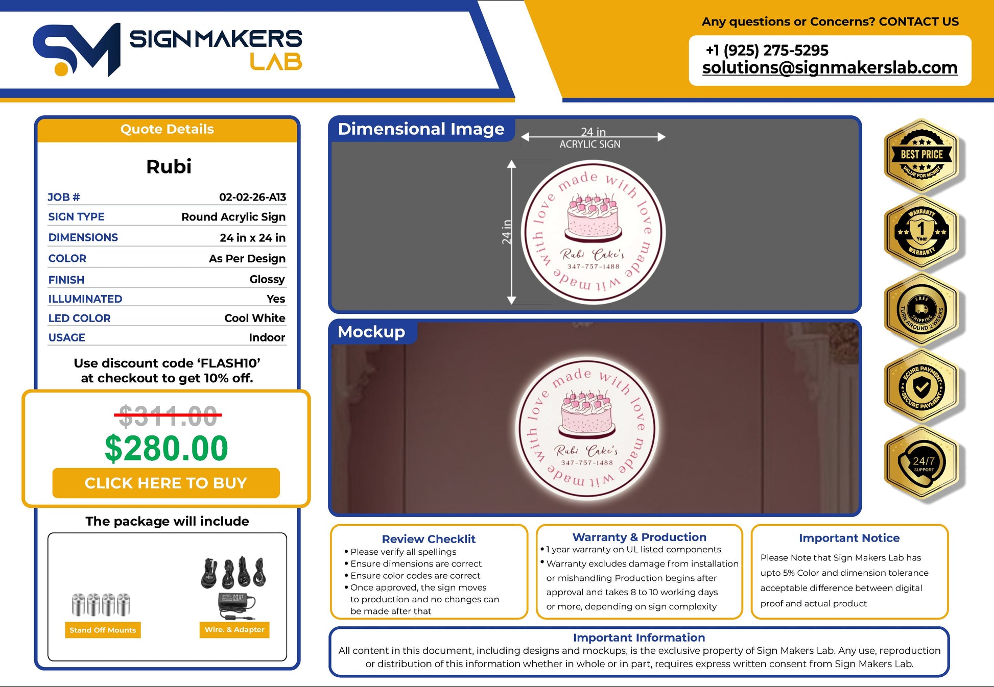 Rubi Cake’s Round Acrylic Sign Signmakerslab